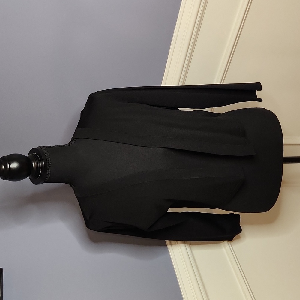 White House Black Market Bolero Sweater Women's Size Large Black 3/4 Sleeve Open